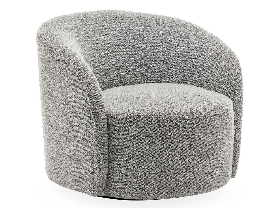 Everitte 34" W Upholstered Boucle Swivel Barrel Chair