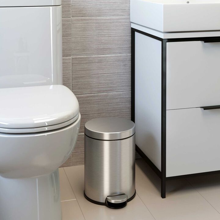 iTouchless 1.3 Gallon / 4.9 Liter SoftStep Round Step Pedal Trash Can