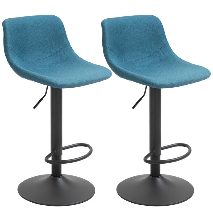 HOMCOM Adjustable Bar Stools, Swivel Bar Height Chairs Barstools Padded with Back for Kitchen, Counter, and Home Bar, Set of 2, Gray