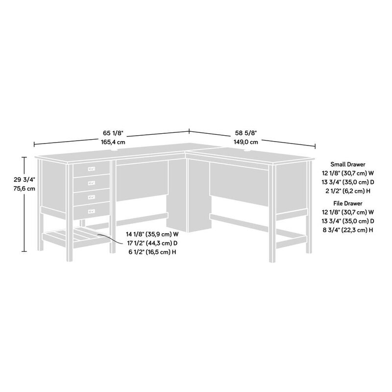 Sauder Cottage Road L Desk Ro/Lo Top