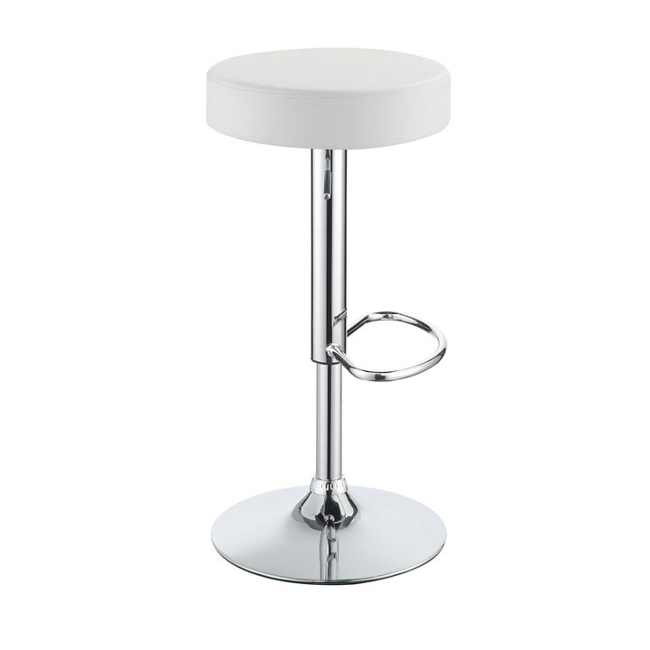 Classy Backless Adjustable Height Bar Stool, White-Benzara