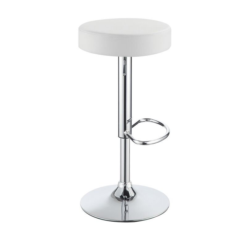 Classy Backless Adjustable Height Bar Stool, White-Benzara
