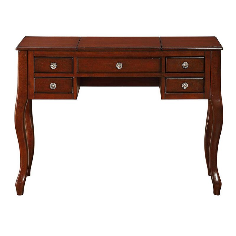 Cherub Vanity Set Featuring Stool And Mirror Cherry Brown-Benzara