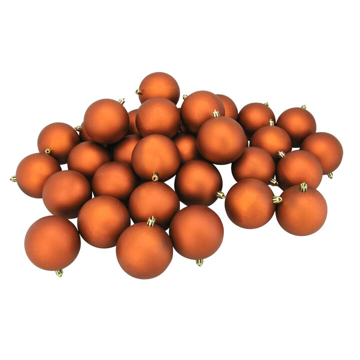 32ct Orange Shatterproof Matte Christmas Ball Ornaments 3.25" (80mm)