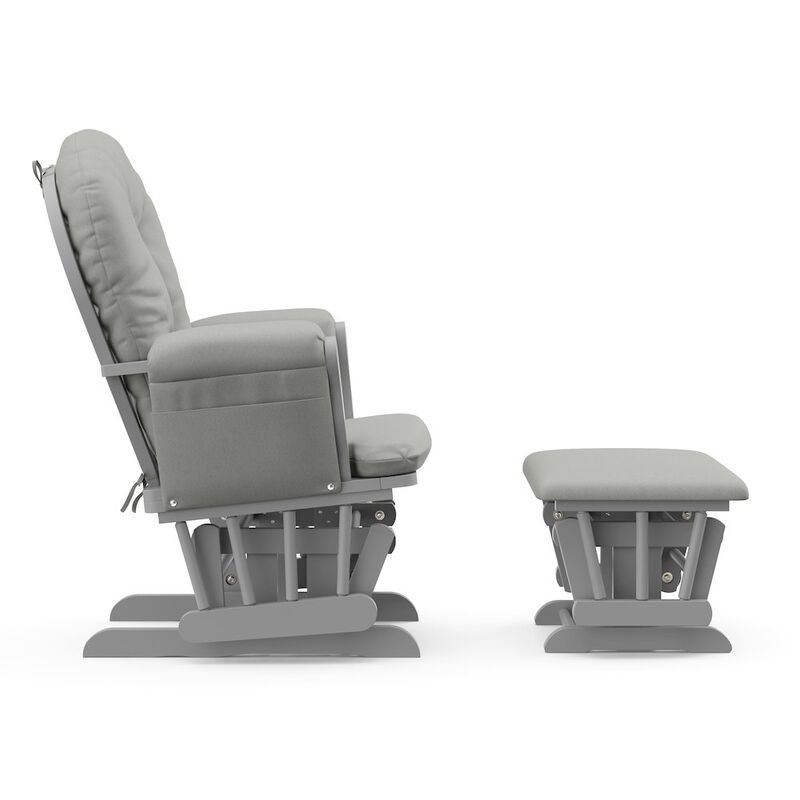 Storkcraft Hoop Glider and Ottoman - Pebble Gray with Light Gray