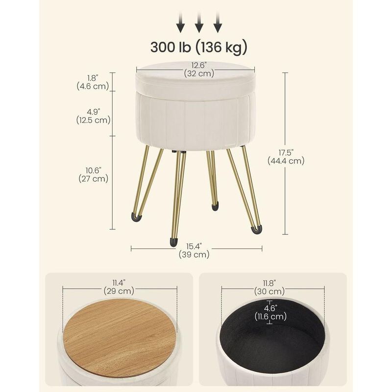 Vanity Stool Chair with Storage - Stylish and Functional Makeup Seat with Hidden Storage