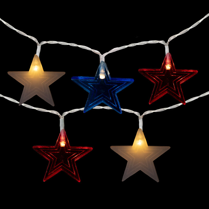 20-Count Patriotic Americana Star LED String Lights  9.5ft  Clear Wire