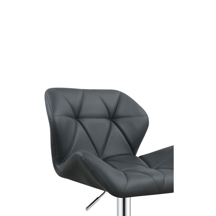 Elegant Adjustable Diamond Bar Stool with Chrome Base, Gray ,Set of 2-Benzara