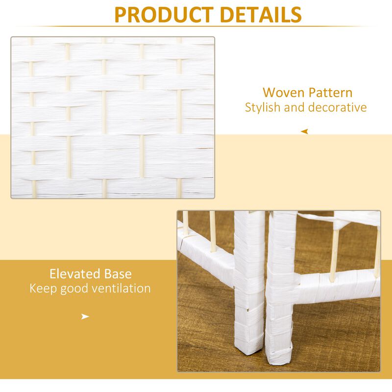 White Privacy Screen: 6-Panel Folding Room Divider for Home/Office