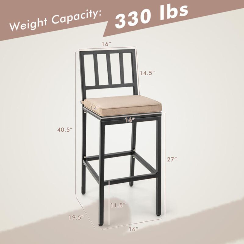 Hivvago Patio Bar Chairs with Detachable Cushion and Footrest