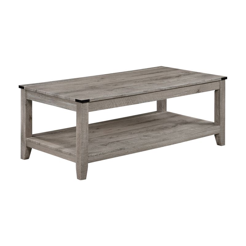 Hilton 3 Piece Coffee and End Table Set, Wood, Storage Shelf, Beige Finish - Benzara