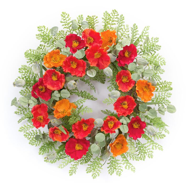Poppy Wreath for Vibrant Spring or Summer Home Décor
