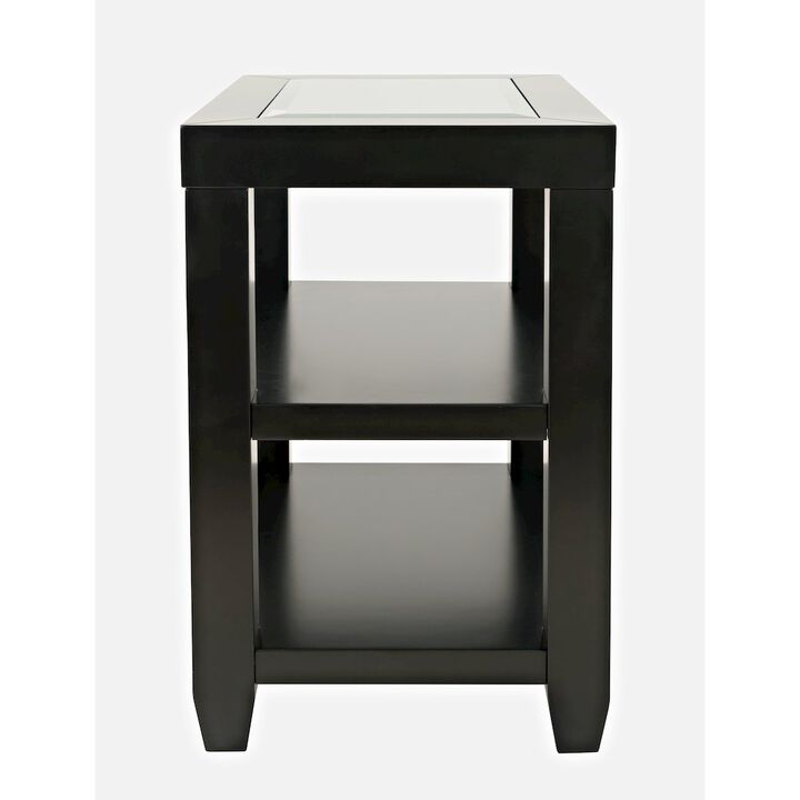 Jofran Inc. Urban Icon Glass Inlay Chair Side End Table with Storage