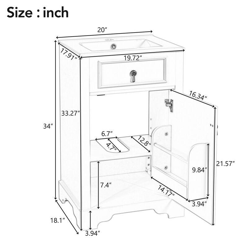 Merax Bathroom Vanitywith Ceramic Sink