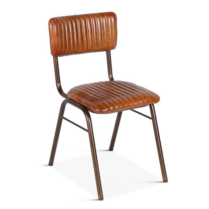 Belen Kox Retro Leather Stitched Side Chairs, Set of 2, Belen Kox
