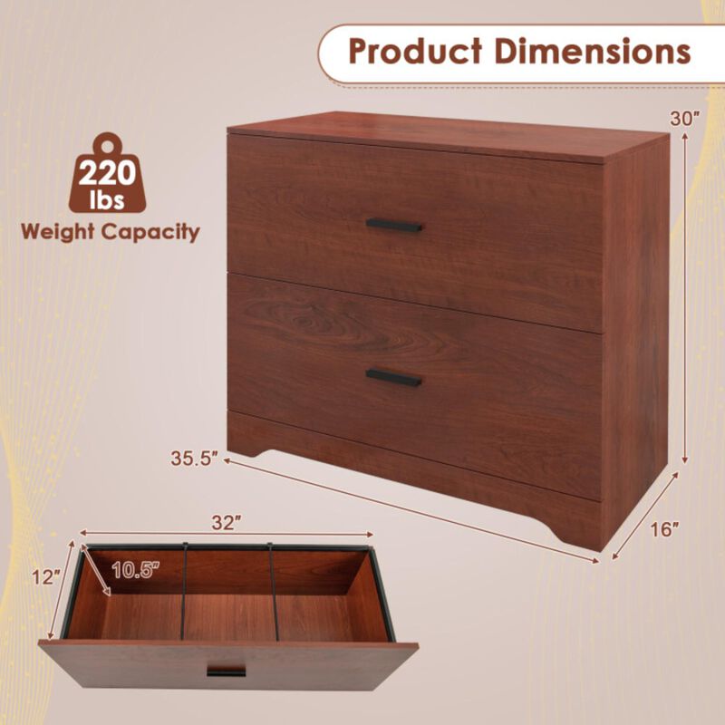 Hivvago 2-Drawer Lateral File Cabinet with Adjustable Bars for Home and Office