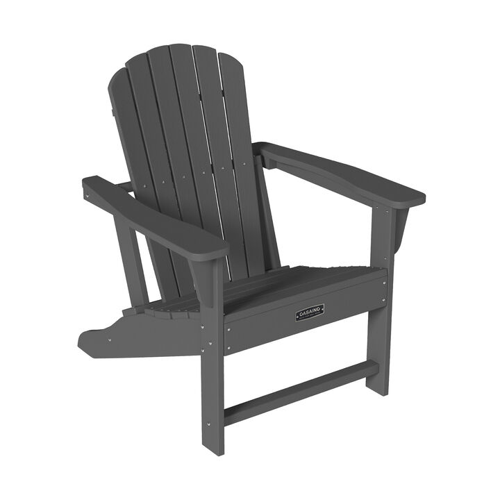 Mondawe Elegant Faux Wood Folding Outdoor Adirondack Chair � Water-Resistant and Easy-Cleaning