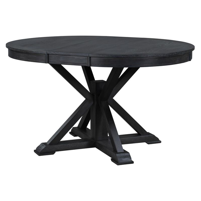 Retro Extendable Dining Table with 12" Leaf for Kitchen or Dining Room