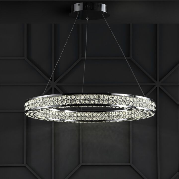 Benton 24.7" Round Integrated LED Crystal/Metal Pendant
