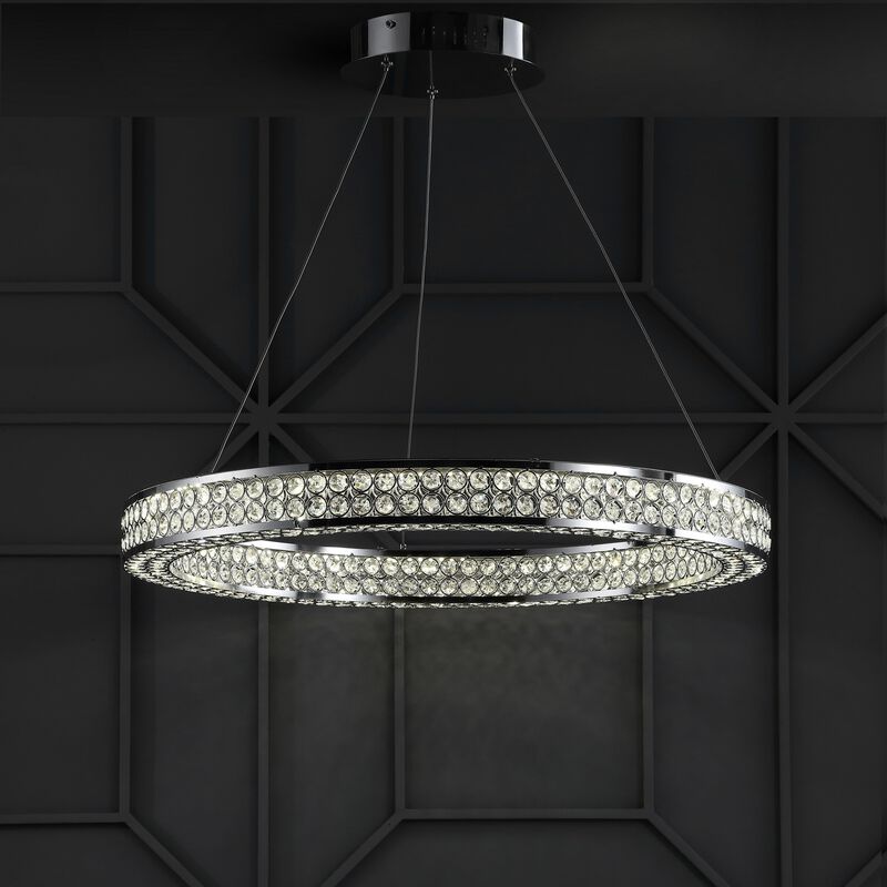 Benton 24.7" Round Integrated LED Crystal/Metal Pendant