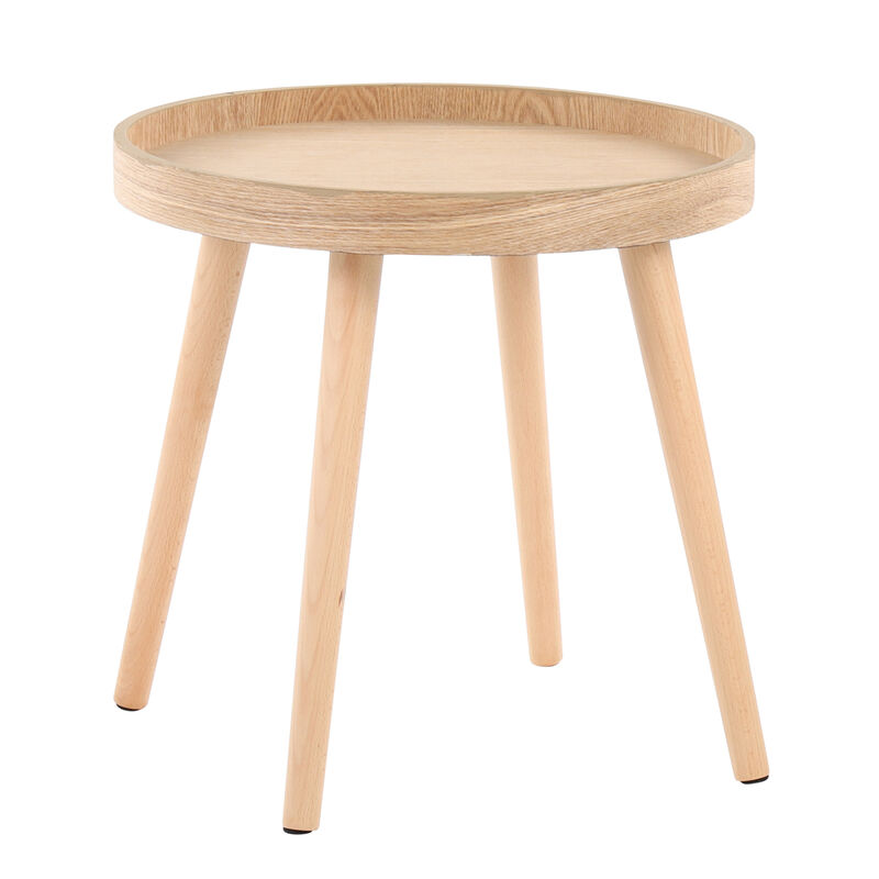 Pebble Mid Century Modern Side Table Set In Natural Wood