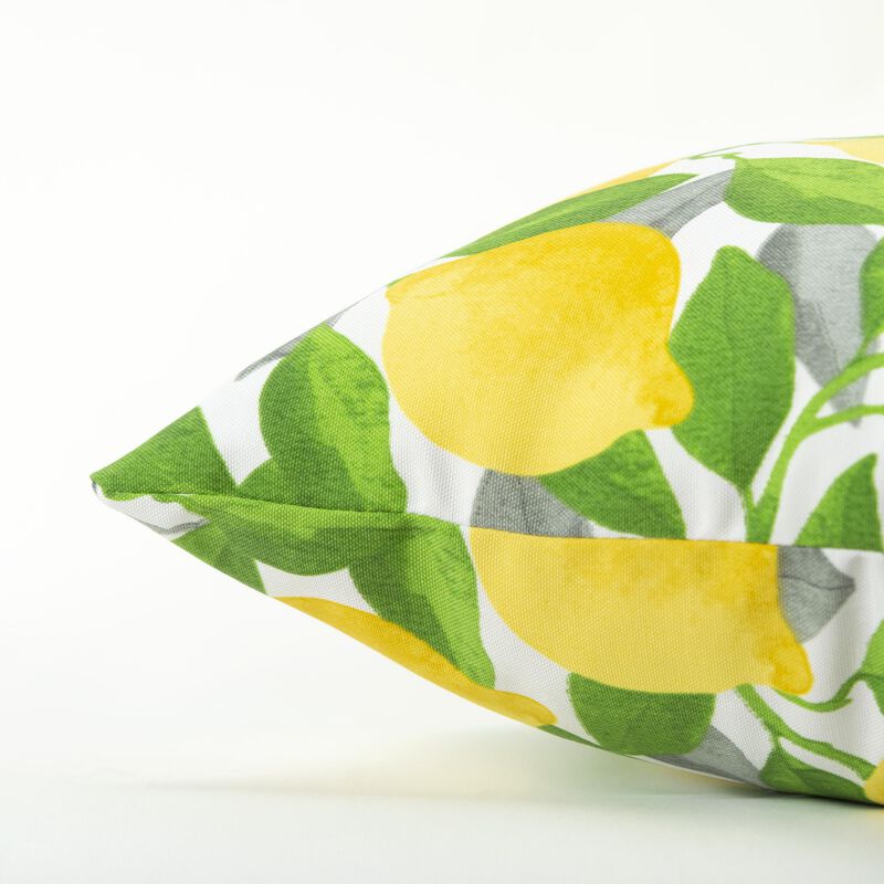 22"x22" Indoor/Outdoor Pillow, Lemons and Leaves