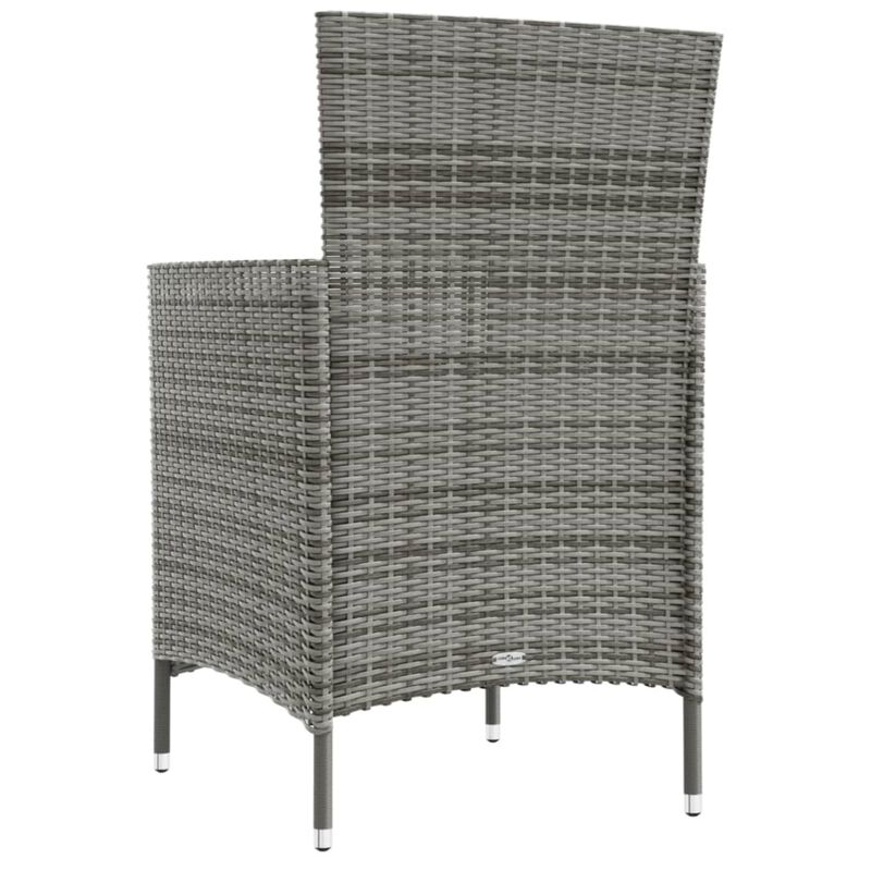 vidaXL Patio Chairs with Cushions 2 pcs Poly Rattan Gray