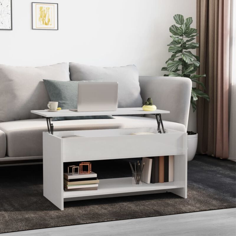 vidaXL Coffee Table High Gloss White 40.2"x19.7"x20.7" Engineered Wood