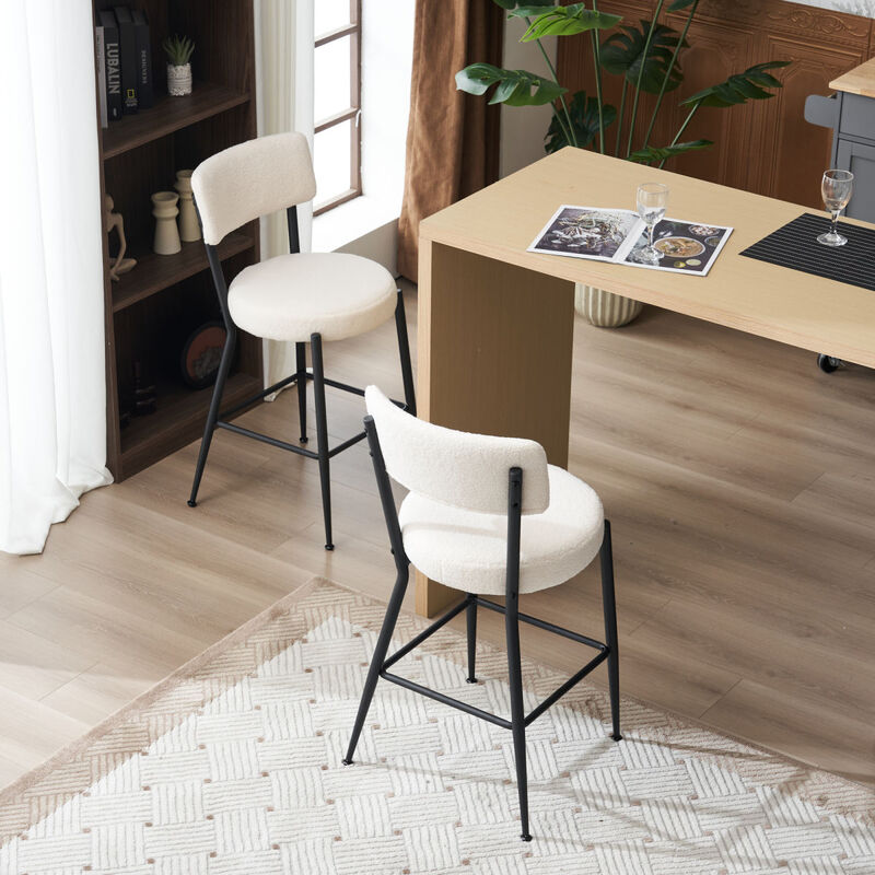 Modern teddy fabric bar stools - Stylish island seating