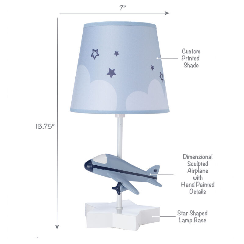 Bedtime Originals Little Aviator Hand-Painted Airplane Lamp with Shade & Bulb