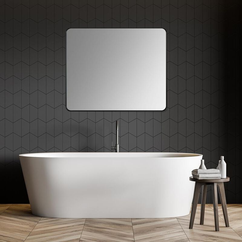 Altair Nettuno 36 Rectangle Bathroom/Vanity Matt Black Aluminum Framed Wall Mirror