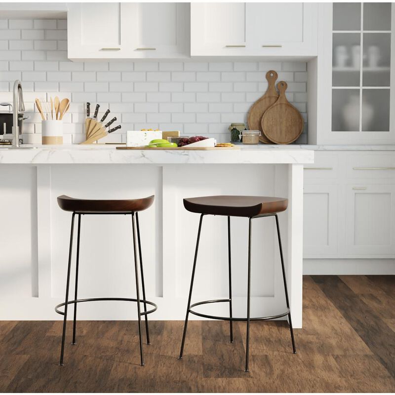 Carolina Living Diya 30.5 Barstool - Set of 2 - Chestnut Seat - Black Base