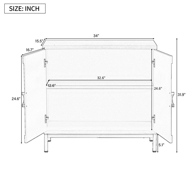 Wooden and Metal Leg Accent Cabinet for Living and Dining Room