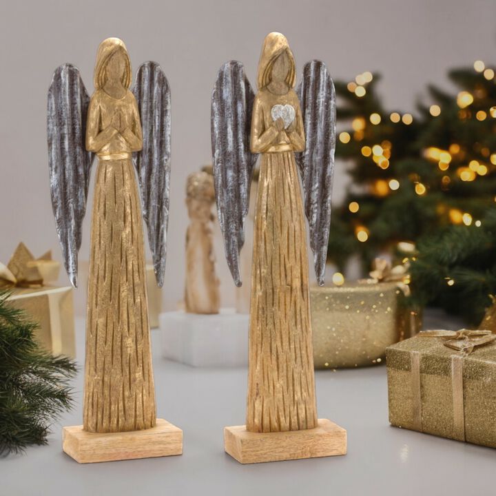 Angel Figurine Decorative Statue for Home or Garden Decor (Set of 2)