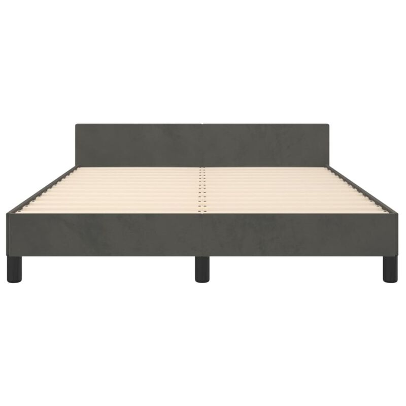 vidaXL Bed Frame with Headboard Dark Gray 53.9"x74.8" Full Velvet