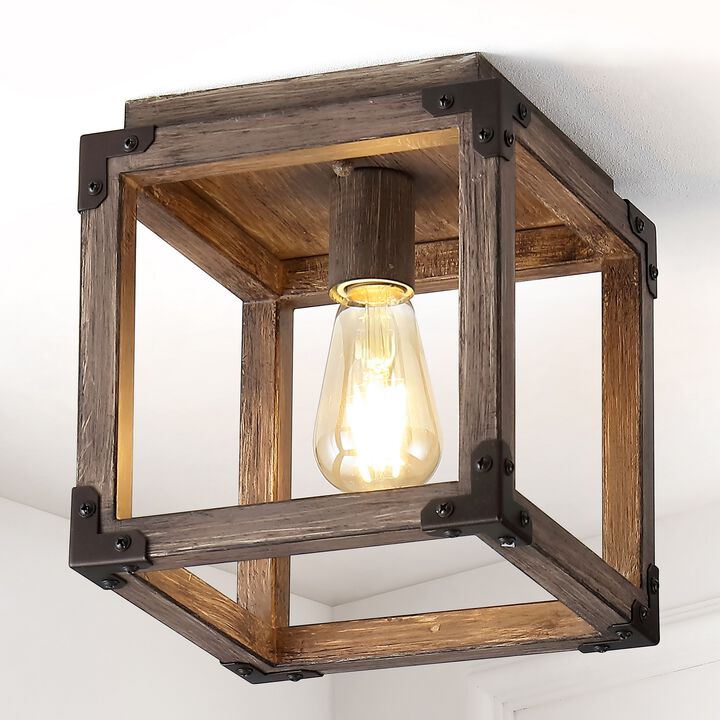 Magnolia Iron Rustic Farmhouse LED Flush Mount