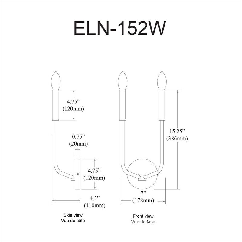Dainolite 2LT Incandescent Wall Sconce, MB