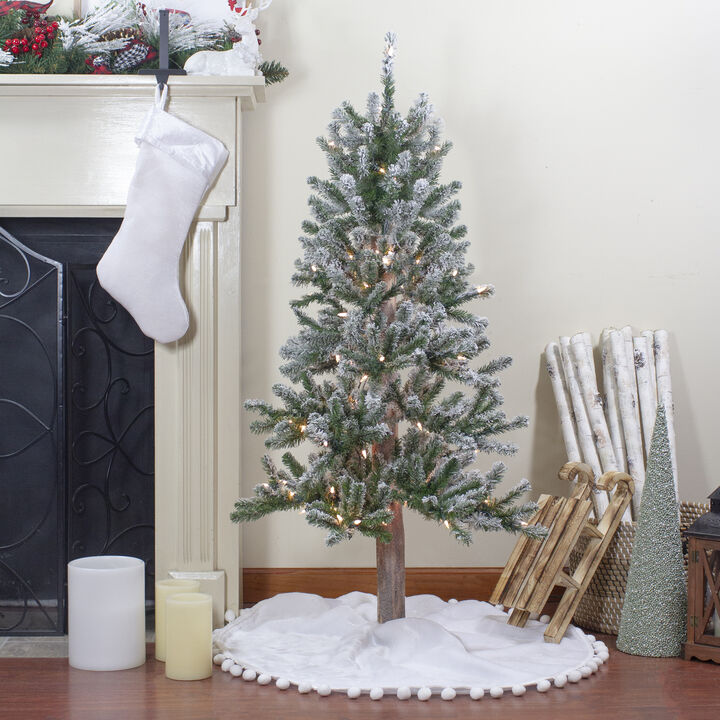 4ft Pre-Lit Flocked Alpine Artificial Christmas Tree  Clear Lights