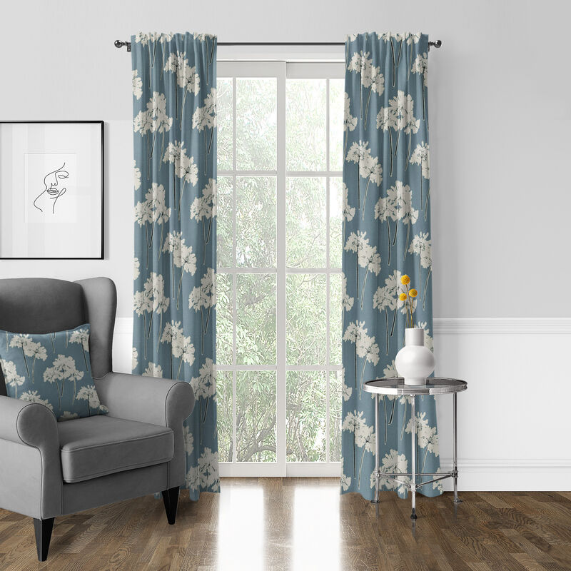 6ix Tailors Fine Linens Summerfield Blue Pole Top Drapery Panel Pair