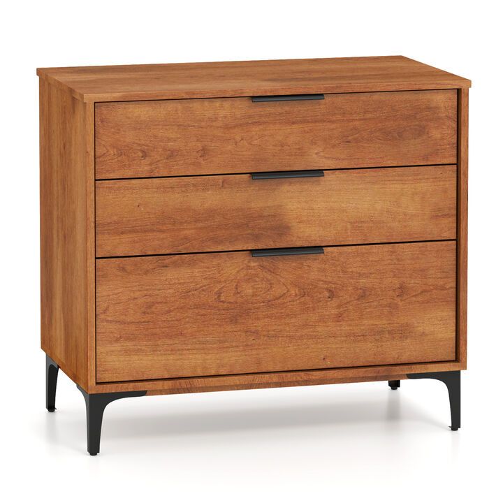 3-Drawer Dresser with Interlock System for Bedroom or Living Room Storage and Organization