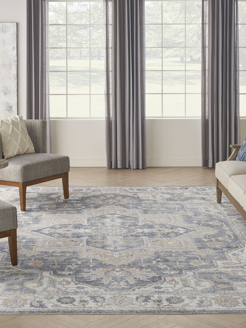 Astra Machine Washable ASW12 Gray/Blue 7'10" x 10' Rug