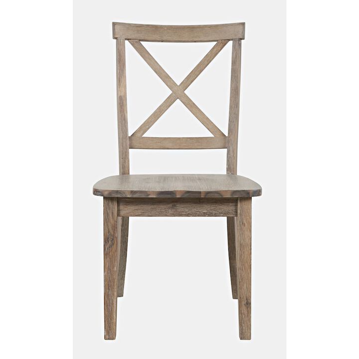 Jofran Eastern Tides Coastal Wire-Brushed Wood X-Back Acacia Dining Chair (Set of 2)