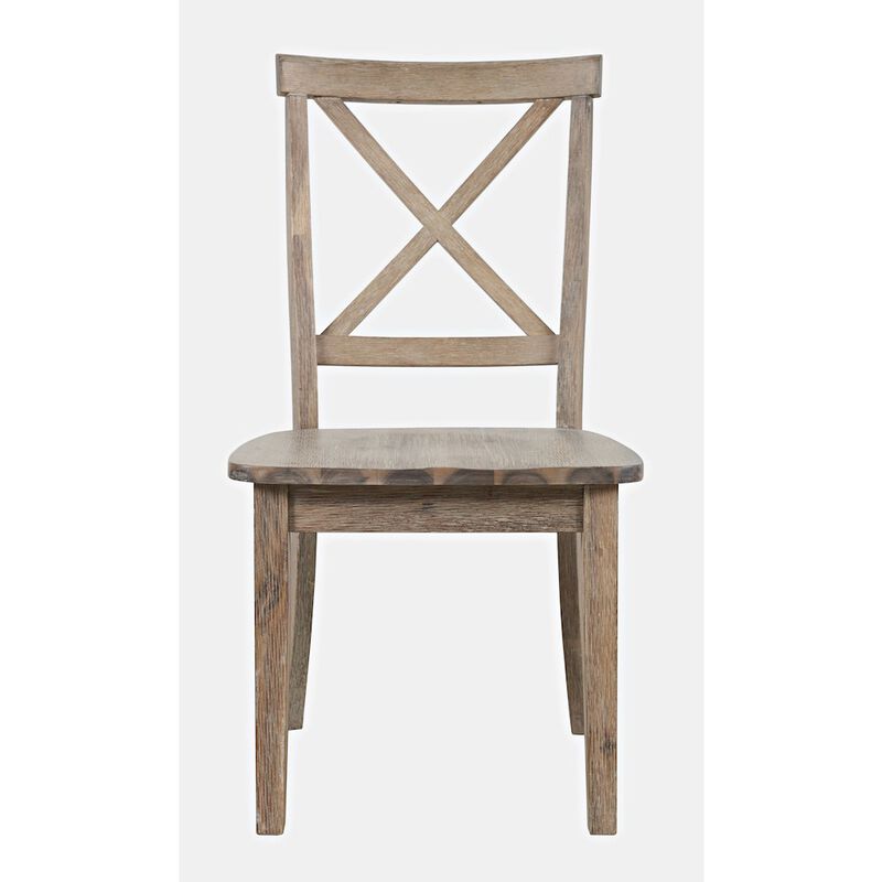 Jofran Eastern Tides Coastal Wire-Brushed Wood X-Back Acacia Dining Chair (Set of 2)