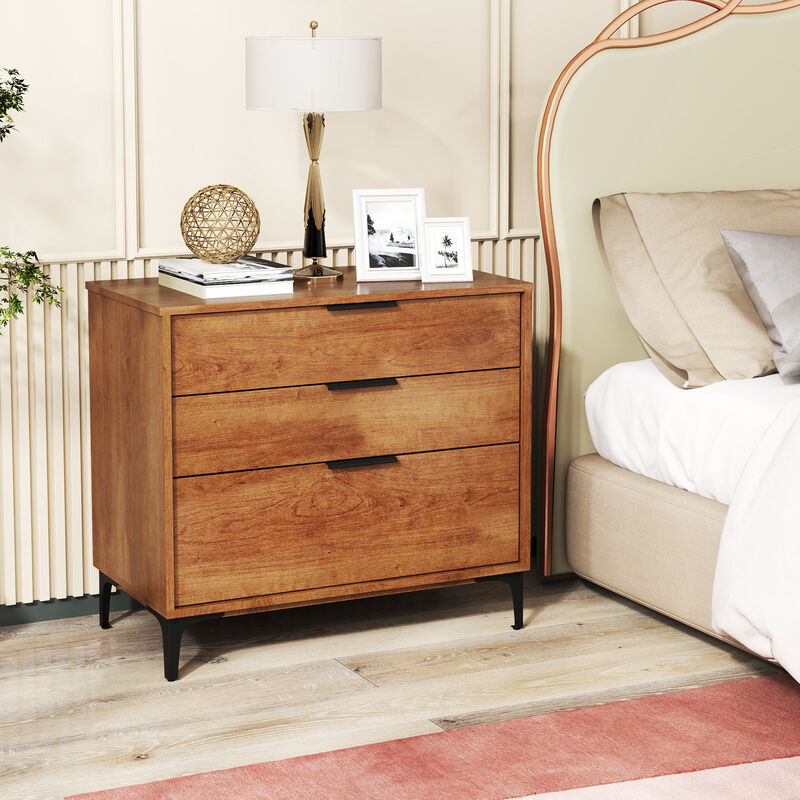 3-Drawer Dresser with Interlock System for Bedroom or Living Room Storage and Organization