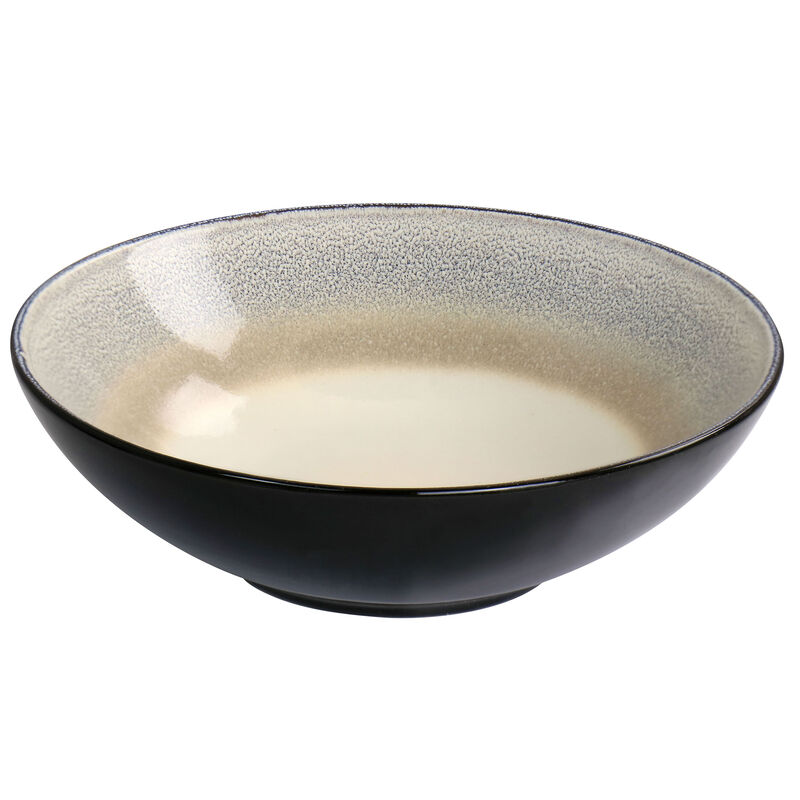 Gibson Elite Rings of Saturn 16 Piece Reactive Glaze Stoneware Dinnerware Set in Grey