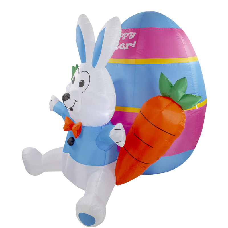 4' Inflatable Lighted Easter Bunny with Carrots Outdoor Decoration