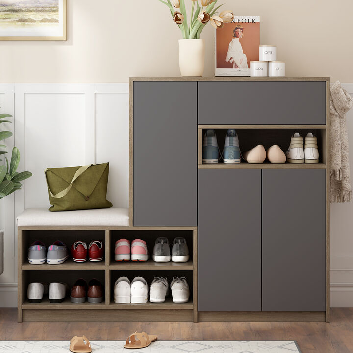 Merax Multi-functional Shoe Rack Bench with Padded Seat