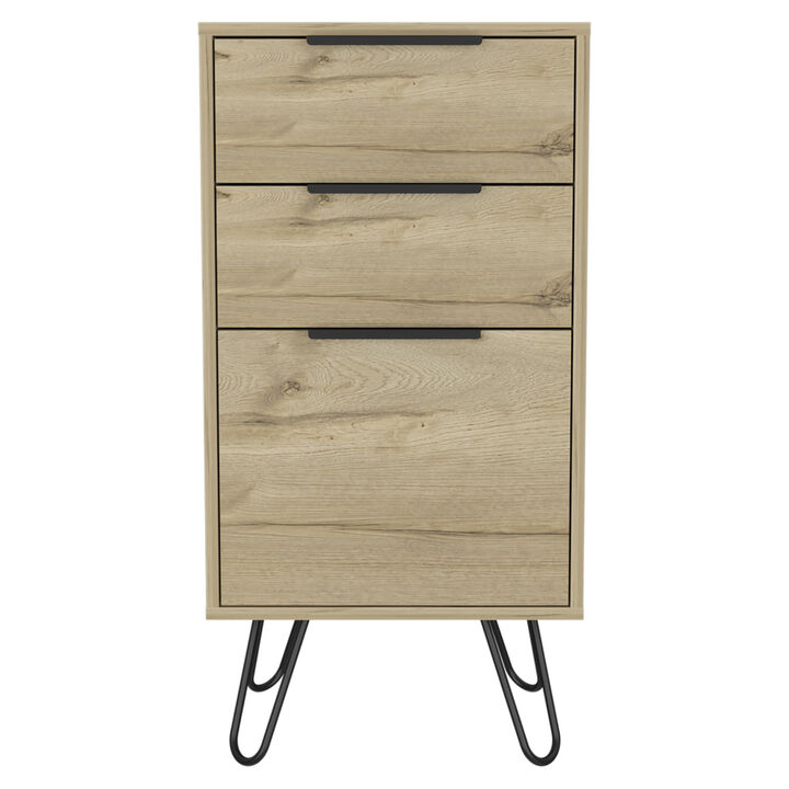 Augusta Light Dresser, Hairpin Legs, Superior Top, Three Drawers - Light Oak
