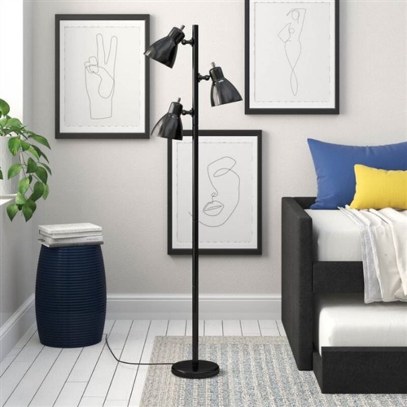 Rustic Industrial 3-Light Floor Lamp – Tree-Style Spotlight Design for Cozy Spaces