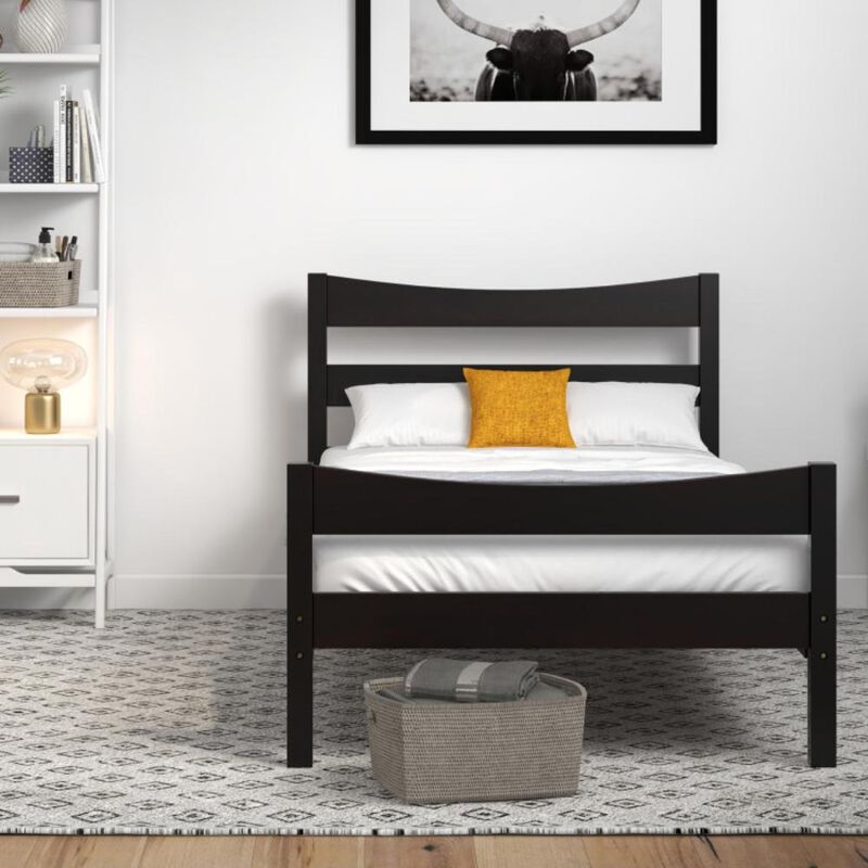 Hivvago Rustic Style Platform Bed Frame with Headboard and Footboard